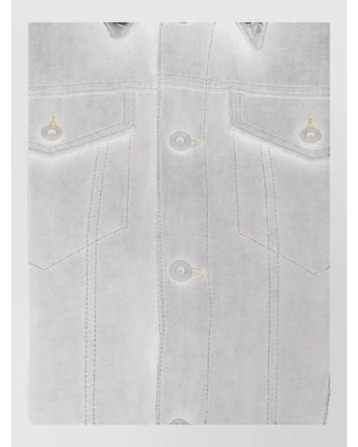 Bottega Veneta Blue Denim Jacket With Leather Collar