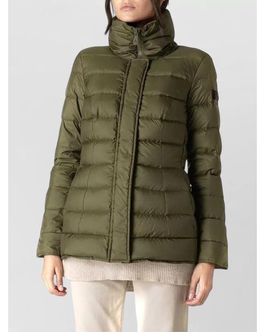 Peuterey Green High Collar Jacket Long Sleeves Quilting