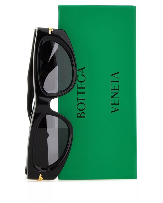 Bottega Veneta Black Rectangular Sunglasses