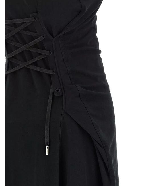 McQueen Black Corset Midi Dress Lace Up Racerback