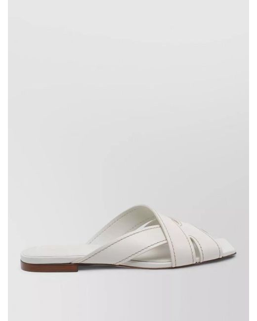 Tod's Natural Leather Flat Sandals