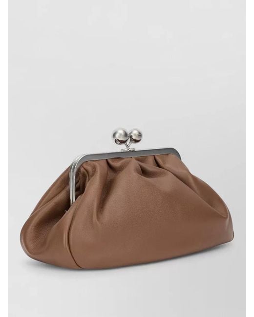 Weekend by Maxmara White Pasticcino Medium Leather Clutch