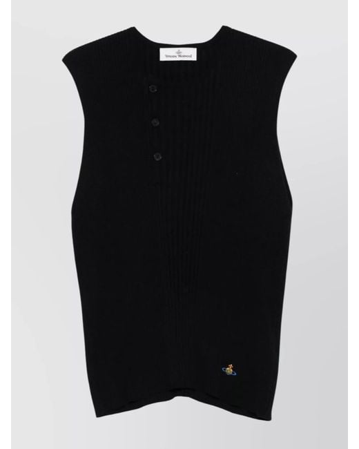 Vivienne Westwood Black Cashmere Ribbed Sleeveless Crewneck Jumper for men