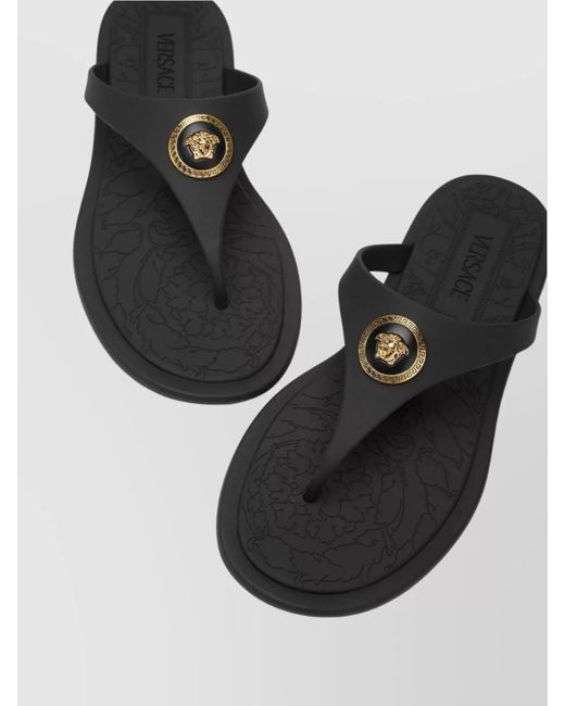Versace Black Rubber Thong Sandals