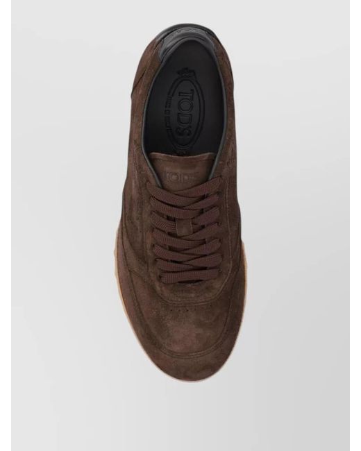 Tod's Brown Suede Leather Lace-Up Sneakers for men