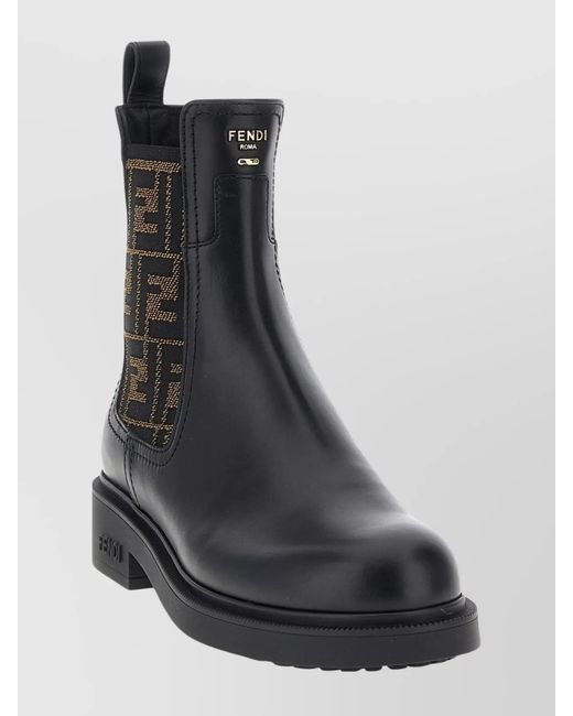 Fendi Black Leather Biker Ankle Boots