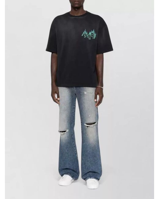 Amiri Black Flames Oversized Graphic Print T-Shirt for men