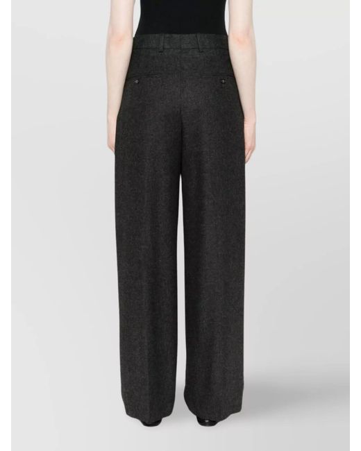 Totême Black Flannel Wide-Leg Trousers