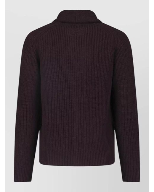 Drumohr Blue Shawl Collar Ribbed Coat Front Pockets for men