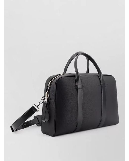 Tom Ford Black Leather Business Briefcase Bag Top Handles for men