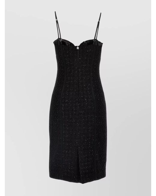 ROTATE BIRGER CHRISTENSEN Black Sequin Midi Dress Textured Fabric