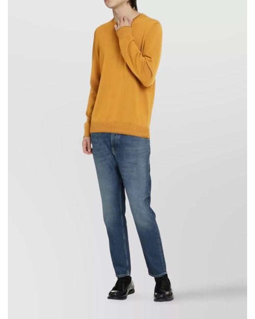Drumohr Yellow Ribbed Merino Wool Jumper for men