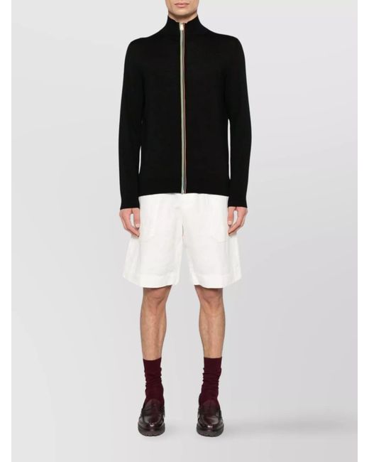 Paul Smith Black Stand-Up Collar Long Sleeves Cardigan for men