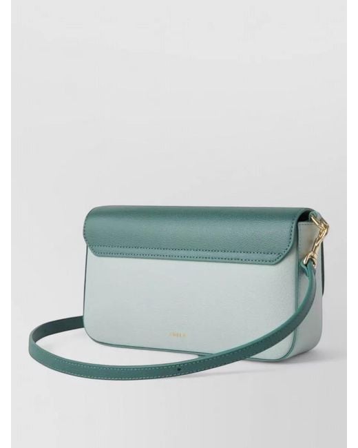 Furla Green Crossbody Bag Adjustable Strap Tone