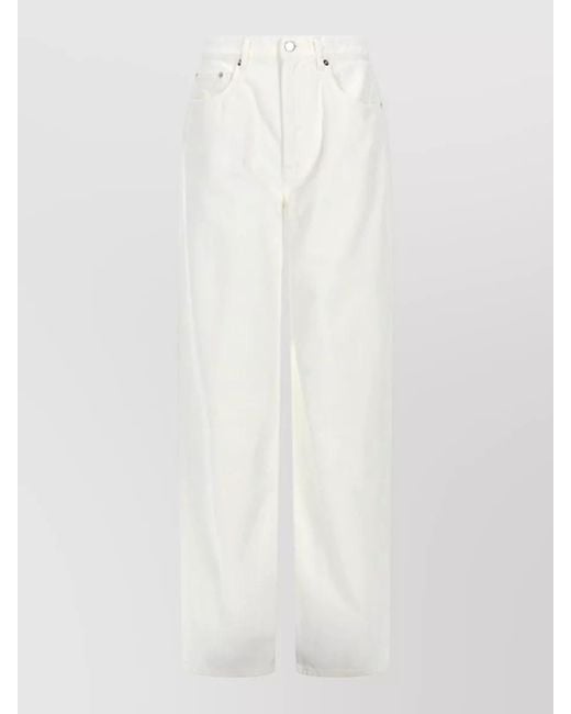 Loulou de Saison White Jeans Samur Belt Loops Five Pocket