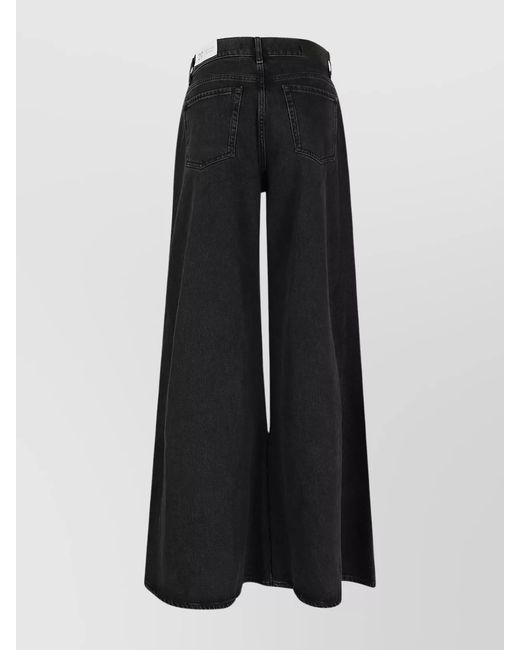 7 For All Mankind Black High-Rise Wide-Leg Cotton Jeans