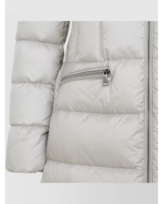Moncler Gray Boedic Long Coat Detachable Hood Fur Trim