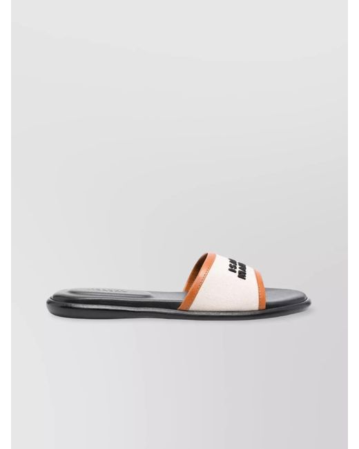 Isabel Marant Red Leather Trim Logo Flat Sandals