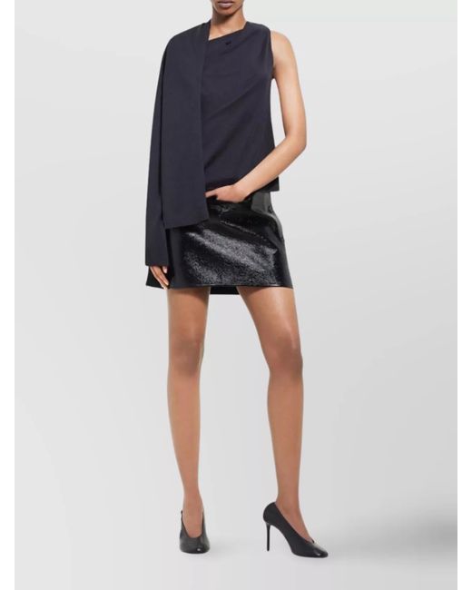 Courreges Black Vinyl High-Rise Cutout Mini Skirt