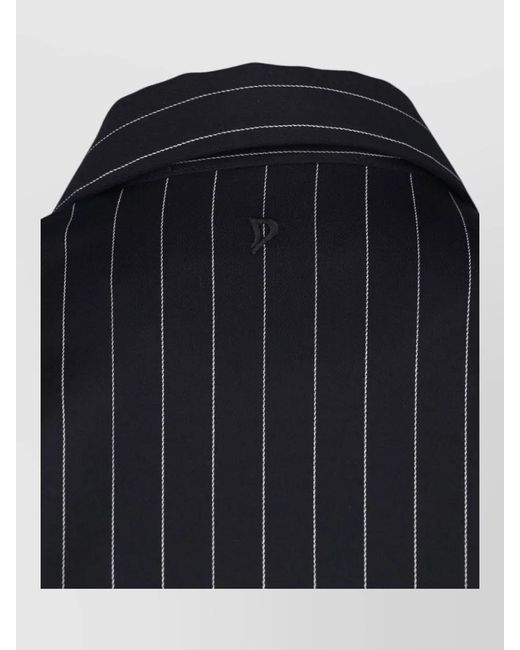 Dondup Black Belted Pinstripe Tailored Maxi Evening Dress