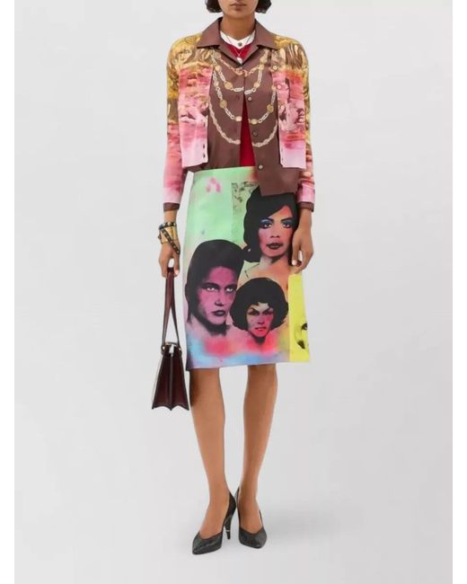 Versace Pink Naturist Silk Knit Graphic Cardigan