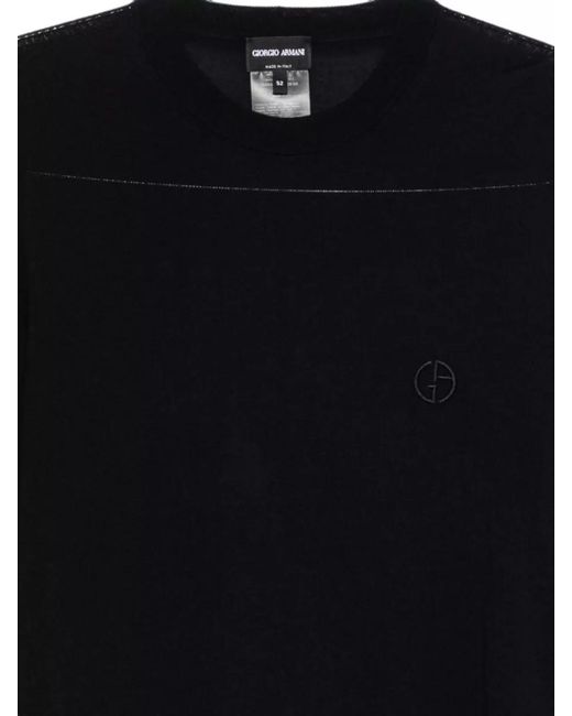 Giorgio Armani Black Long Sleeve Silk Nylon Crew Neck Top for men