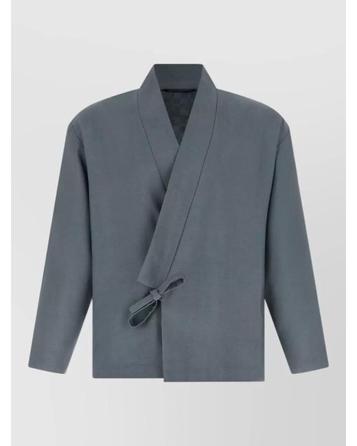 KENZO Blue Belted Blazer Jacket Long Sleeves Wrap for men
