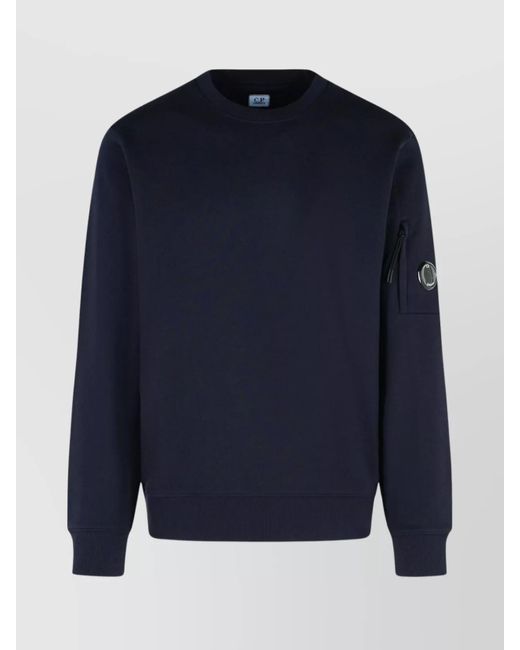 C P Company Blue Cotton Sweatshirt Arm Pocket for men