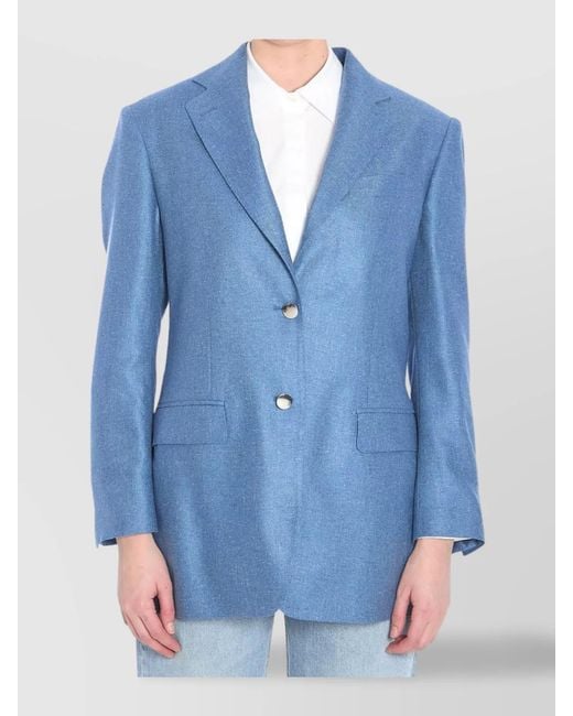 Tagliatore Blue Silk Single-Breasted Blazer