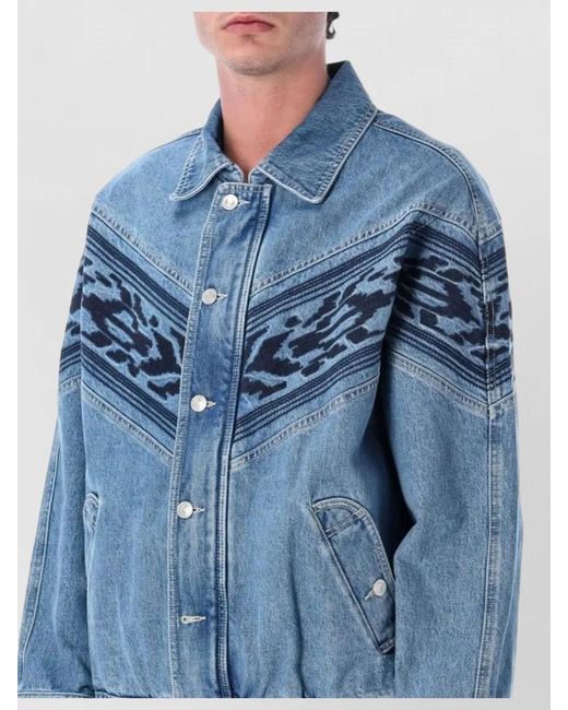 Isabel Marant Blue Julian Bomber Jacket Dropped Shoulders Embroidery for men