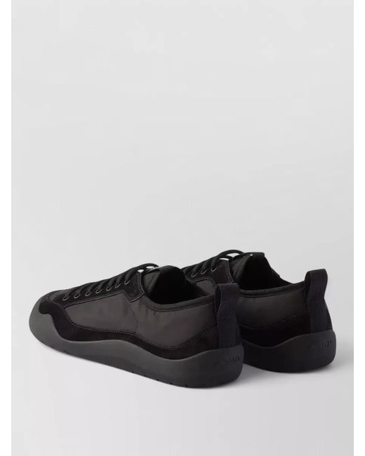 Prada Black Speedrock Renylon Suede Lace Up Sneakers for men