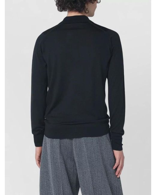 John Smedley Blue Wool Polo Shirt for men
