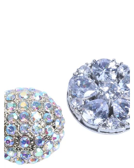 MM6 by Maison Margiela Blue Crystal Round Earrings Tone Finish
