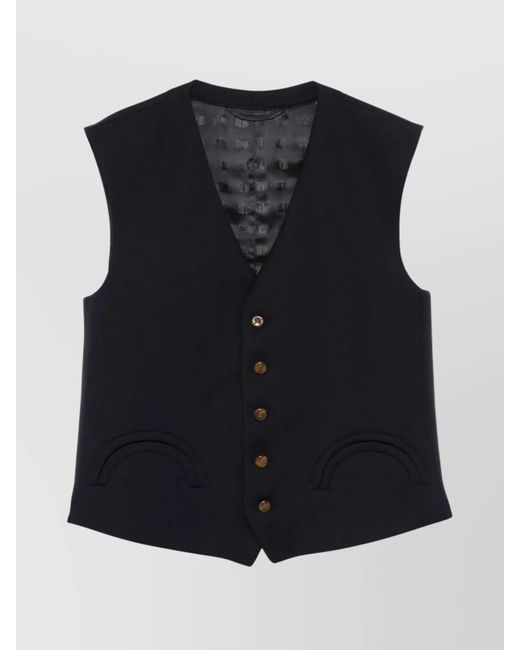 Blazé Milano Blue V-Neckline Sleeveless Button Jackets