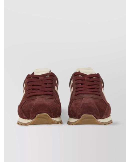 Hogan Brown Sneakers With Stripe Detail And Suede Finish