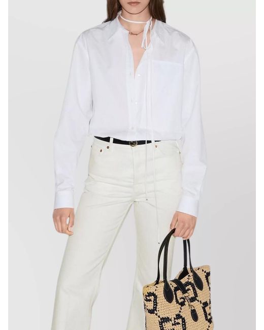 Gucci White Cotton Poplin Long Sleeve Shirt