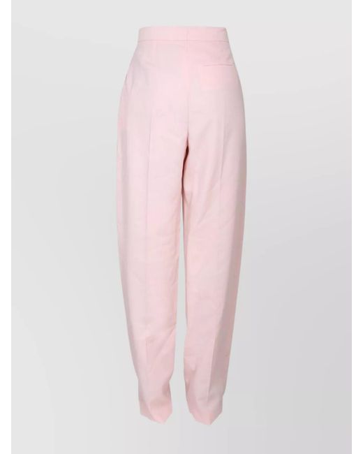 McQueen Pink Wool Wide-Leg Trousers