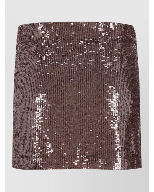 P.A.R.O.S.H. Brown High Waisted Sequin Mini Skirt Design
