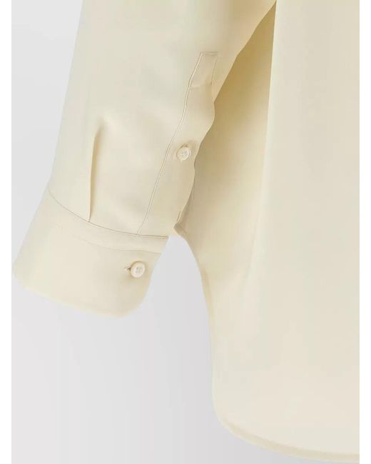 Brioni Natural Silk Shirt Straight Cut Long Sleeves