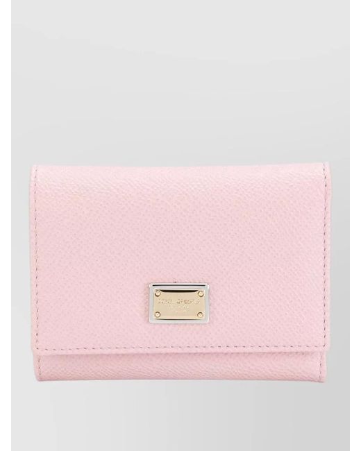 Dolce & Gabbana Pink Calf Leather Flap Wallet