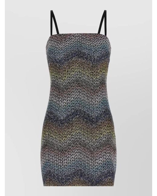 Missoni Gray Viscose Dress Fitted Silhouette Mini Straps