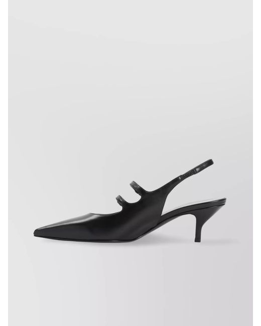 Céline Black Leather Double Strap Mules