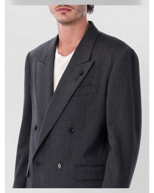 Lardini Blue Double Breasted Tailored Blazer Notched Lapel for men