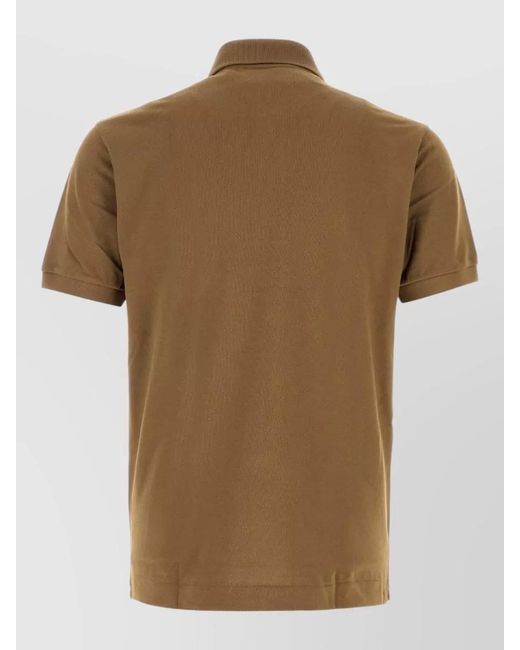 Lacoste Brown Piquet Polo Shirt Short Sleeves Collar for men