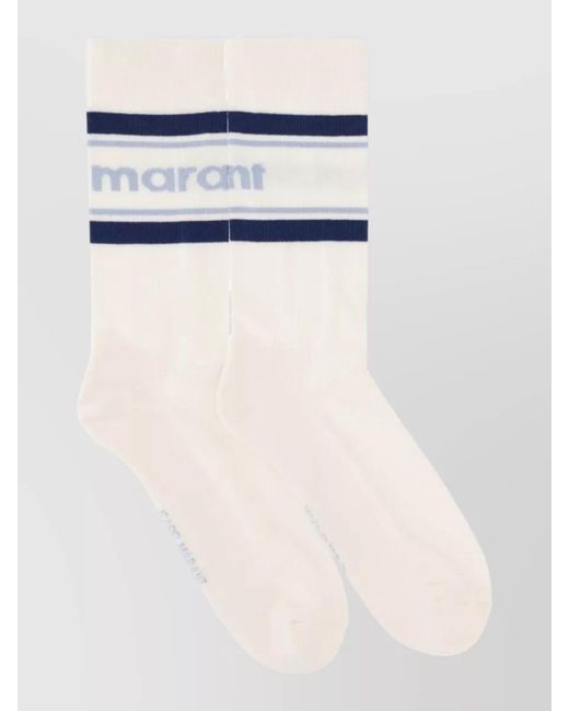 Isabel Marant Blue Striped Logo Socks for men