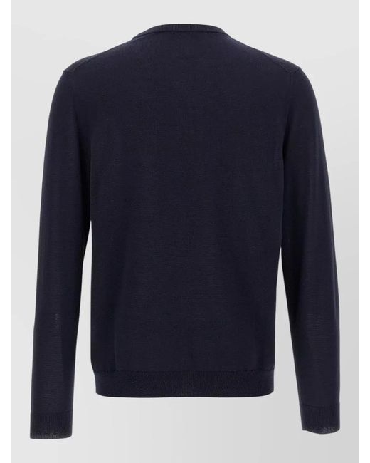 Zanone Blue Cotton Crew Neck Sweater Long Sleeves for men