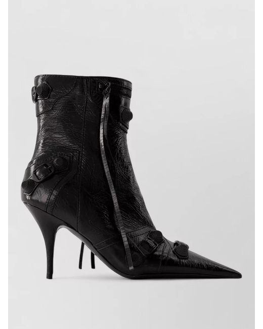 Balenciaga Black Cagole H90 Ankle Boots Grained Lambskin
