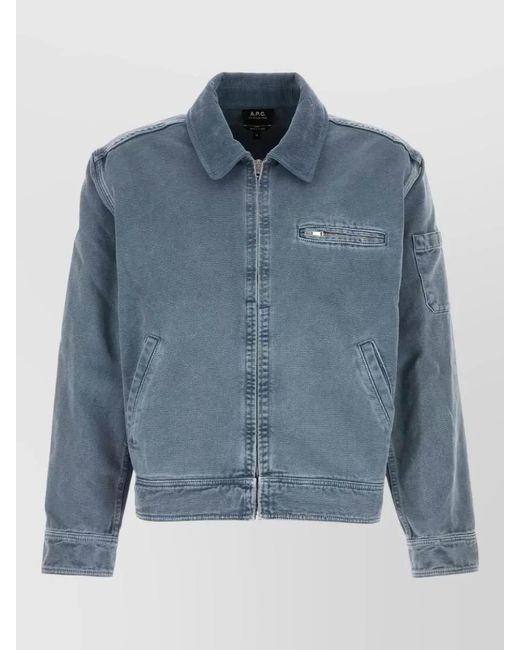 A.P.C. Blue Denim Bomber Jacket for men