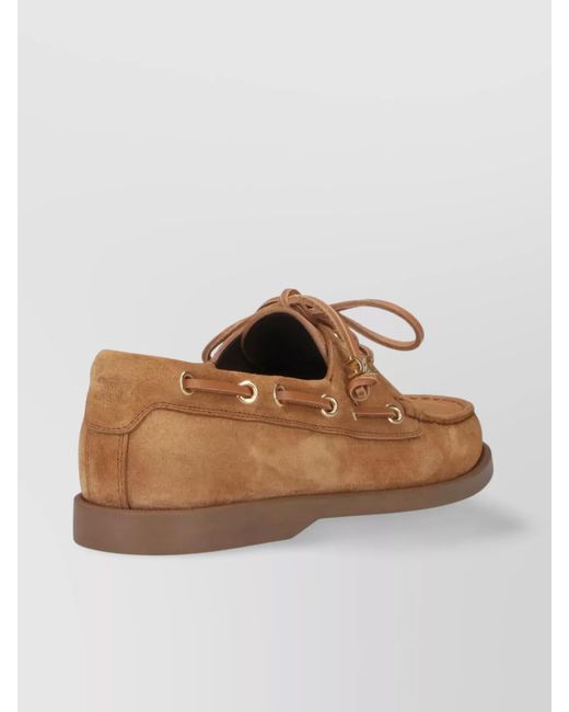 Céline Brown Eyelet Detailing Suede Loafers