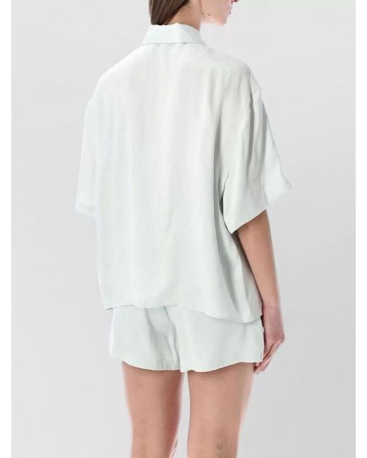 Anine Bing White V-Neck Short-Sleeve Shirt